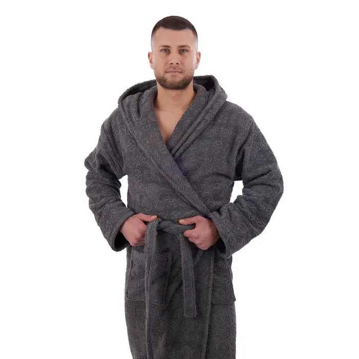 Халат ЖАКАРД - MS - Сив - мъжки - 3545 - Халат ЖАКАРД - MS - Сив - мъжки - 3545