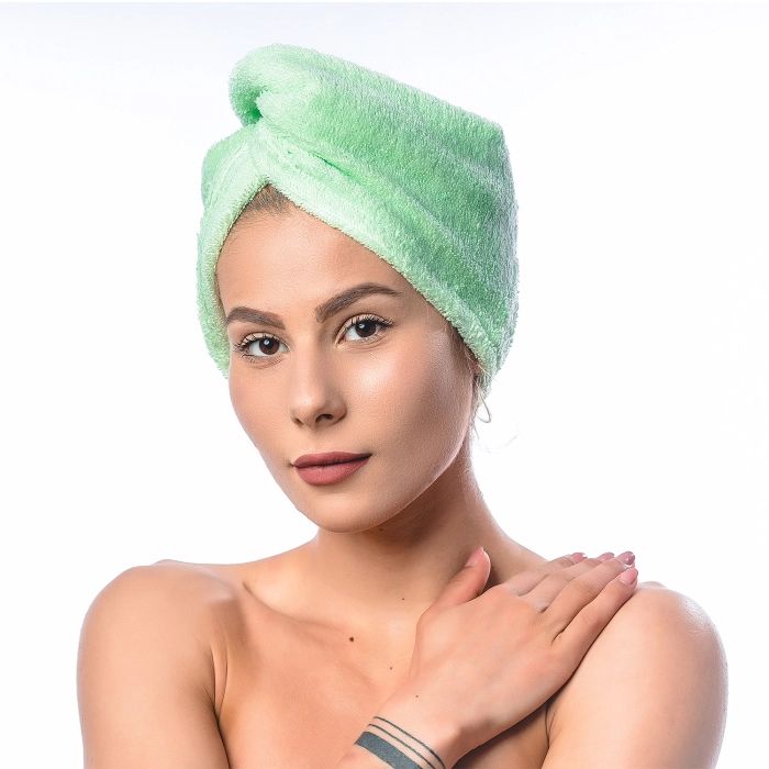 Хавлиен тюрбан за глава - зелен - 52 - Хавлиен тюрбан за глава - зелен - 52