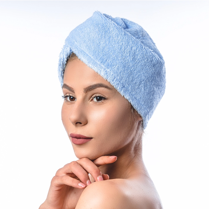 Хавлиен тюрбан за глава - син - 56 - Хавлиен тюрбан за глава - син - 56