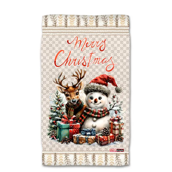 Хавлиена кърпа с коледни мотиви - 5297 - 3078 - Хавлиена кърпа с коледни мотиви - 5297 - 3078