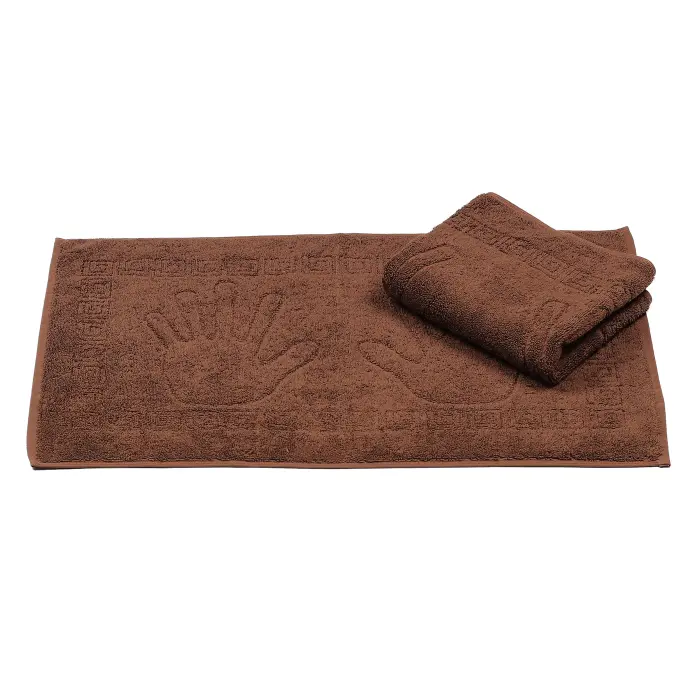 Хавлиена кърпа с мотив ръце - Кафяво - 1821 - Хавлиена кърпа с мотив ръце - Кафяво - 1821