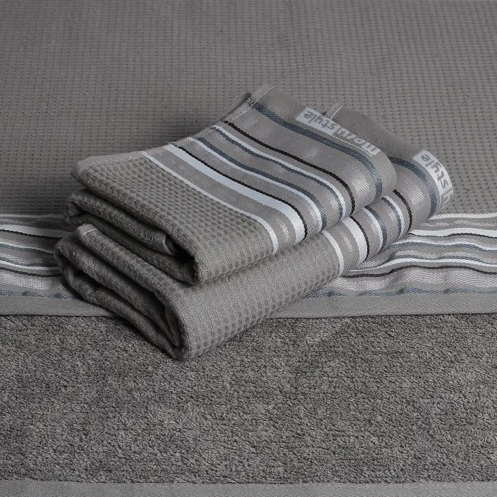 Хавлия за баня Вафла Лукс - Сиво - 767 -  Хавлия за баня Вафла Лукс - Сиво - 767