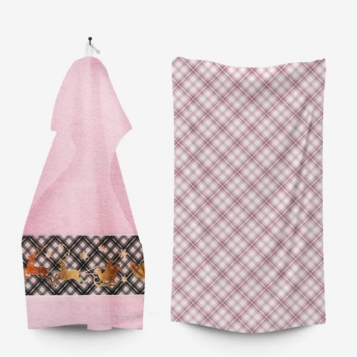 Комплект - 2 броя хавлиена кърпа с коледни мотиви - 3031 - 2182 - Комплект - 2 броя хавлиена кърпа с коледни мотиви - 3031 - 2182