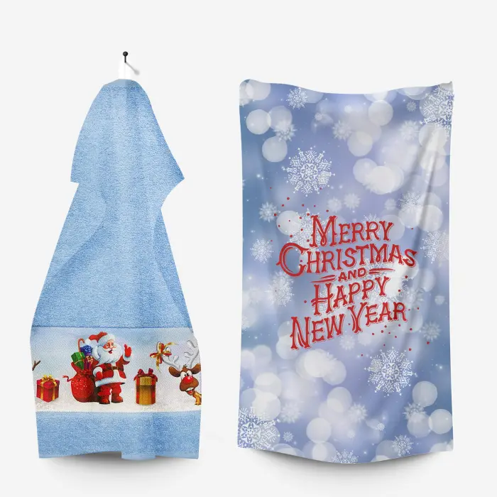 Комплект - 2 броя хавлиена кърпа с коледни мотиви - 3032 - 2183 - Комплект - 2 броя хавлиена кърпа с коледни мотиви - 3032 - 2183