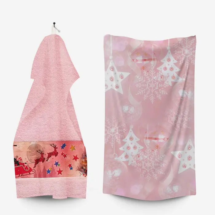 Комплект - 2 броя хавлиена кърпа с коледни мотиви - 3034 - 2185 - Комплект - 2 броя хавлиена кърпа с коледни мотиви - 3034 - 2185