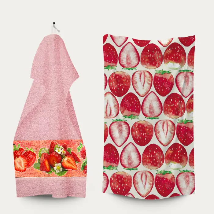 Комплект - 2 броя хавлиена кърпа с принт - 3150 - 2252 - Комплект - 2 броя хавлиена кърпа с принт - 3150 - 2252