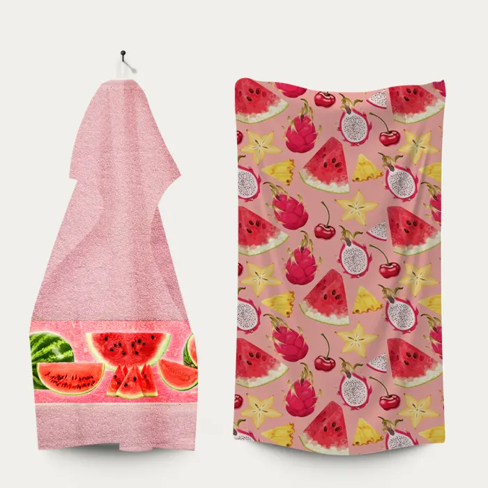 Комплект - 2 броя хавлиена кърпа с принт - 3153 - 2255 - Комплект - 2 броя хавлиена кърпа с принт - 3153 - 2255