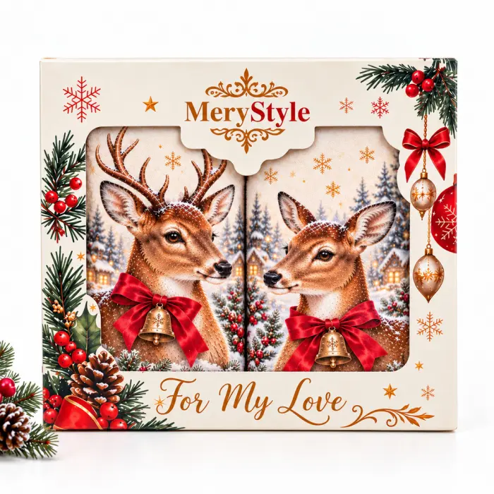 Комплект хавлиени кърпи „Коледна нежност“ - кутия - 4552 - Комплект хавлиени кърпи „Коледна нежност“ - кутия - 4552