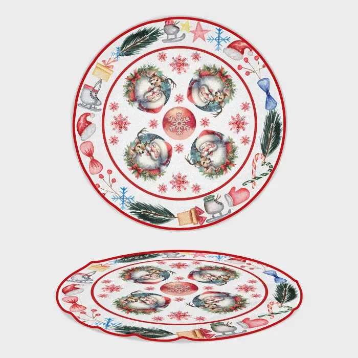 Кръгла хавлиена кърпа с коледни мотиви - 4494 - 2446 - Кръгла хавлиена кърпа с коледни мотиви - 4494 - 2446