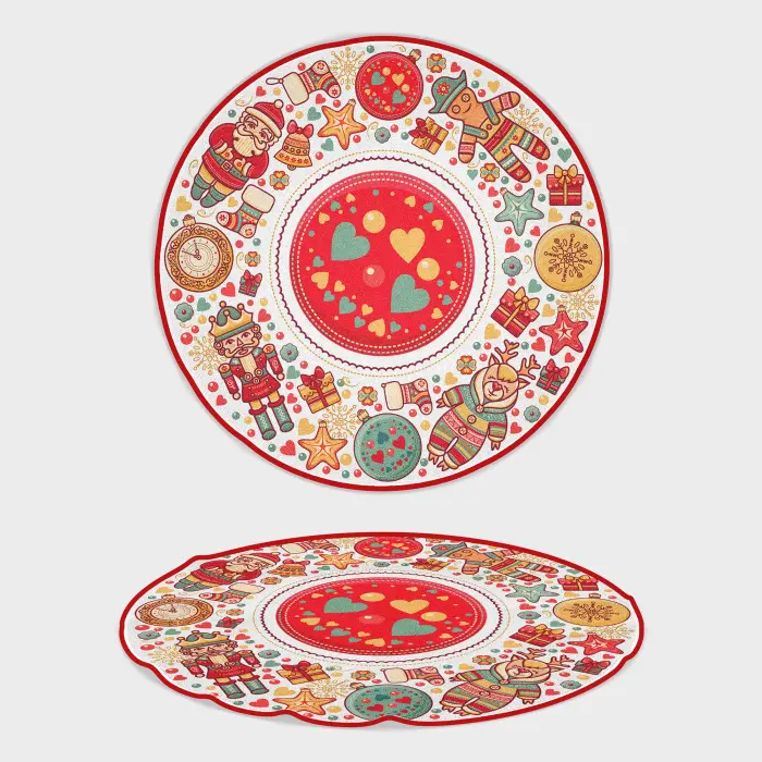 Кръгла хавлиена кърпа с коледни мотиви - 4495 - 2447 - Кръгла хавлиена кърпа с коледни мотиви - 4495 - 2447