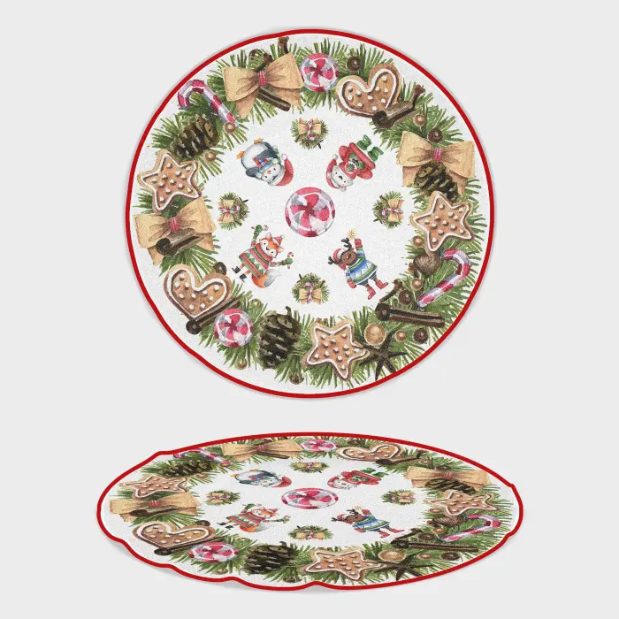 Кръгла хавлиена кърпа с коледни мотиви - 4497 - 2449 - Кръгла хавлиена кърпа с коледни мотиви - 4497 - 2449