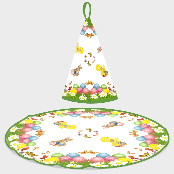 Кръгла хавлиена кърпа с великденски мотиви - 5117 - 2860 - Кръгла хавлиена кърпа с великденски мотиви - 5117 - 2860