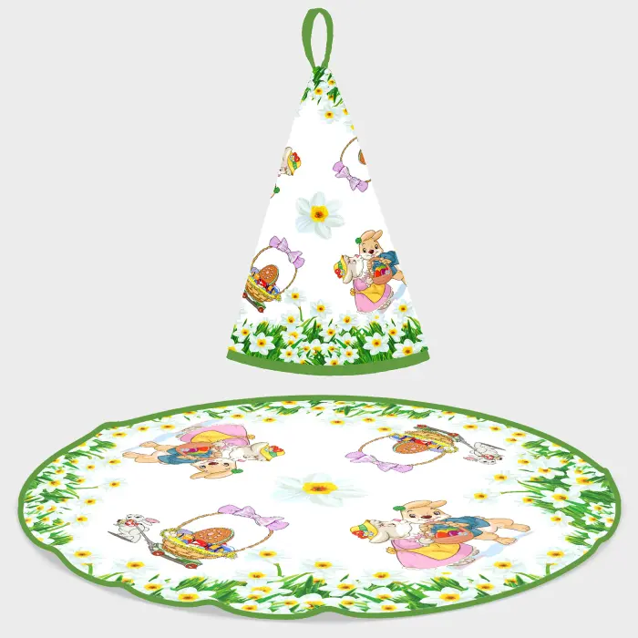 Кръгла хавлиена кърпа с великденски мотиви - 5119 - 2862 - Кръгла хавлиена кърпа с великденски мотиви - 5119 - 2862