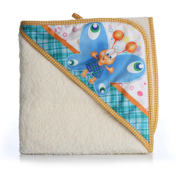 Бебешка хавлиена кърпа с качулка - Крем - Пеперуда - 1070 - Бебешка хавлиена кърпа с качулка - Крем - Пеперуда - 1070