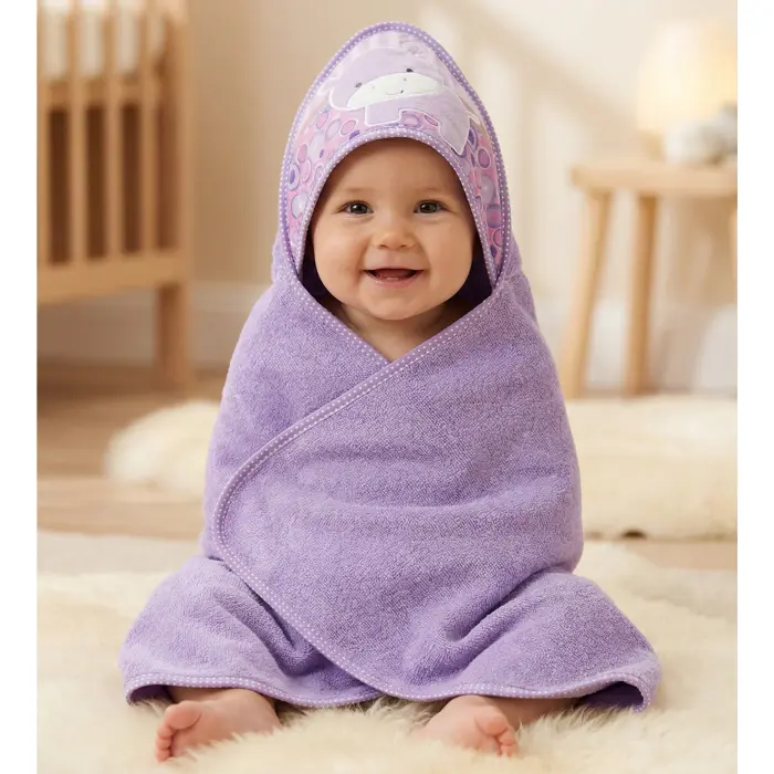 Бебешка хавлиена кърпа с качулка - Лилаво - 3774 - Бебешка хавлиена кърпа с качулка - Лилаво - 3774