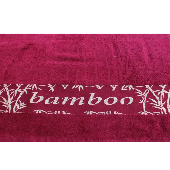 Плажна хавлия с бамбуков десен - бордо - 1778 - Плажна хавлия с бамбуков десен - бордо - 1778