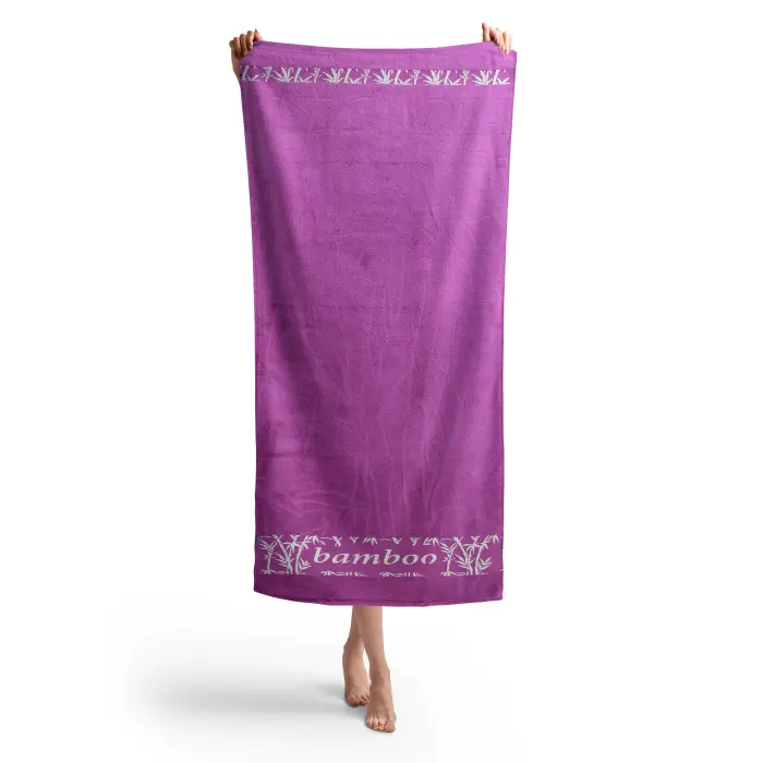 Плажна хавлия с бамбуков десен - малина - 1774 -  Плажна хавлия с бамбуков десен - малина - 1774