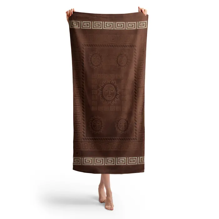 Плажна хавлия с мотив - Кафява - 1752 - Плажна хавлия с мотив - Кафява - 1752