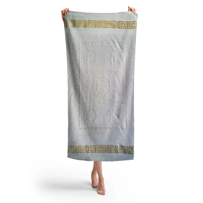 Плажна хавлия с мотив - Крем - 1171 - Плажна хавлия с мотив - Крем - 1171