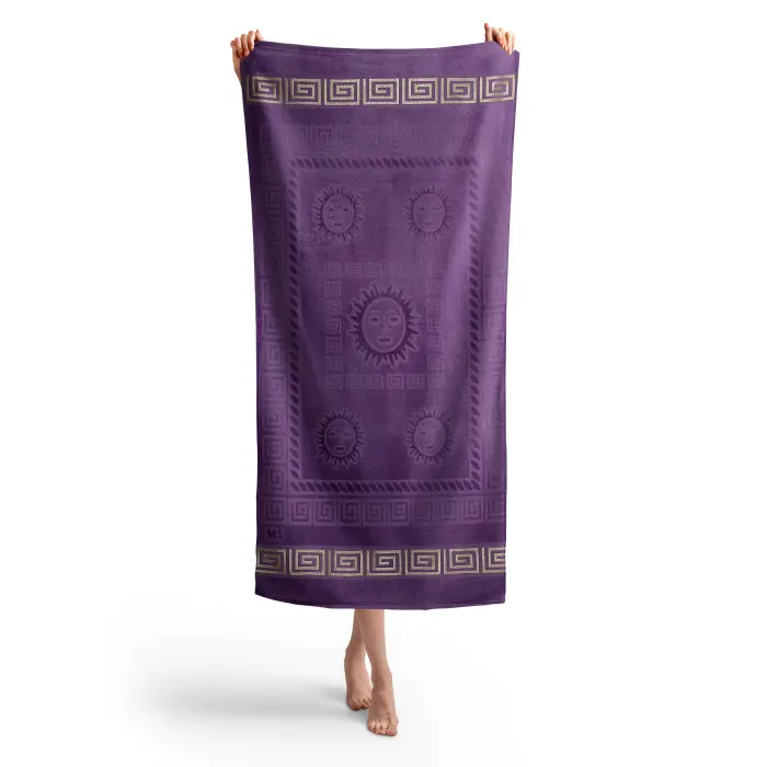 Плажна хавлия с мотив - Лилав - 1170 - Плажна хавлия с мотив - Лилав - 1170