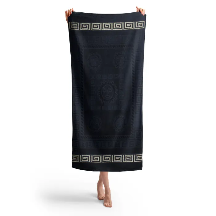 Плажна хавлия с мотив - Тъмно син - 1178 - Плажна хавлия с мотив - Тъмно син - 1178