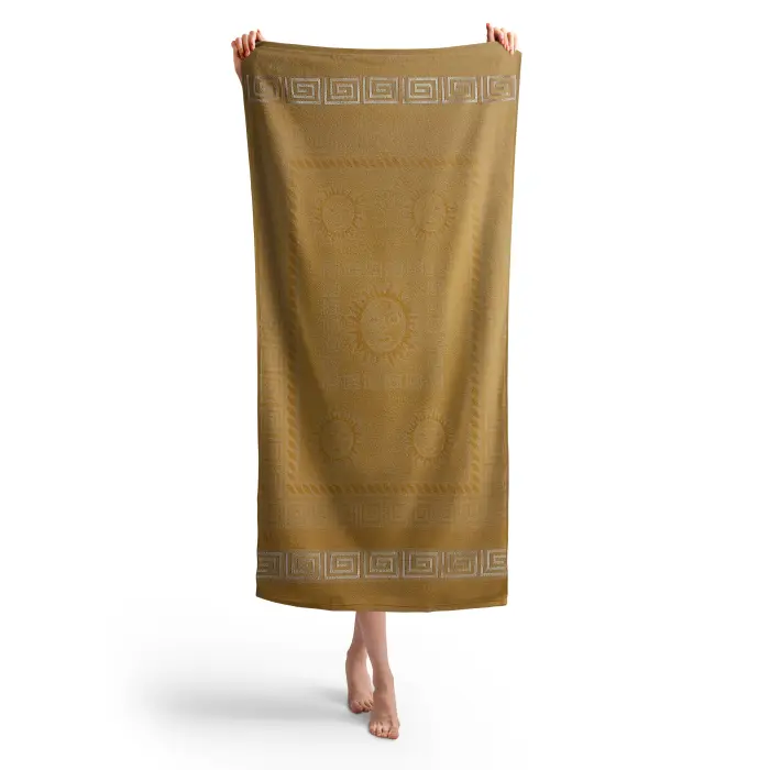 Плажна хавлия с мотив - Жълт - 1168 - Плажна хавлия с мотив - Жълт - 1168