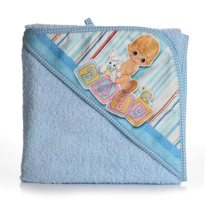 Бебешка хавлиена кърпа с качулка - Синьо - Бебе - 1074 - Бебешка хавлиена кърпа с качулка - Синьо - Бебе - 1074