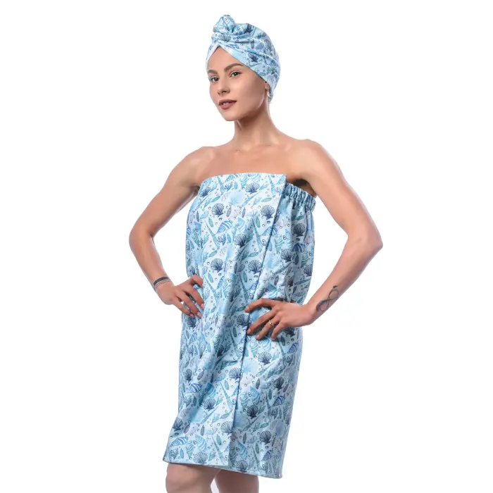 Тюрбан с принт комплект М5 - 1487 - Тюрбан с принт комплект М5 - 1487