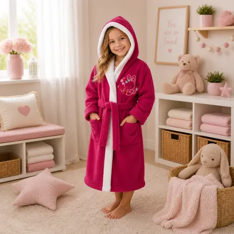 Детски халат Sunny - циклама- 5/6 години - Детски халат Sunny - циклама- 5/6 години