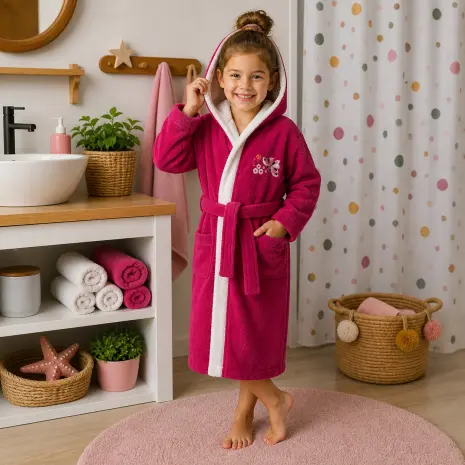 Детски халат Sunny - циклама - 7/8 години - Детски халат Sunny - циклама - 7/8 години