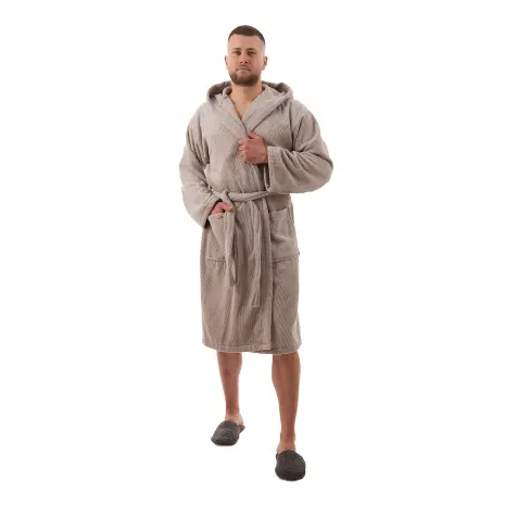 Халат Рипс - къс - Светло сив - мъжки - Халат Рипс - къс - Светло сив - мъжки