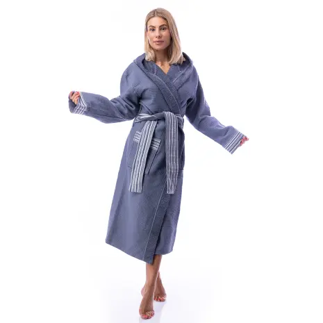 Халат Вафла Лукс - Тъмно сиво - дамски - Халат Вафла Лукс - Тъмно сиво - дамски