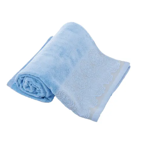 Хавлия Микропамук Дантела - Светло синьо