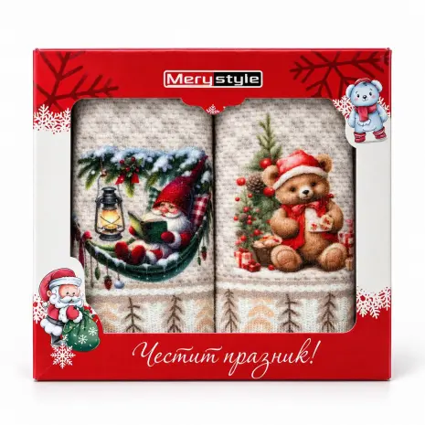 Комплект - 2 броя хавлиена кърпа с печат - Кутия - 5372 - Комплект - 2 броя хавлиена кърпа с печат - Кутия - 5372