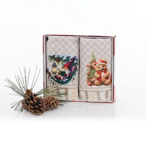 Комплект - 2 броя хавлиена кърпа с печат - Кутия - 5372 - Комплект - 2 броя хавлиена кърпа с печат - Кутия - 5372