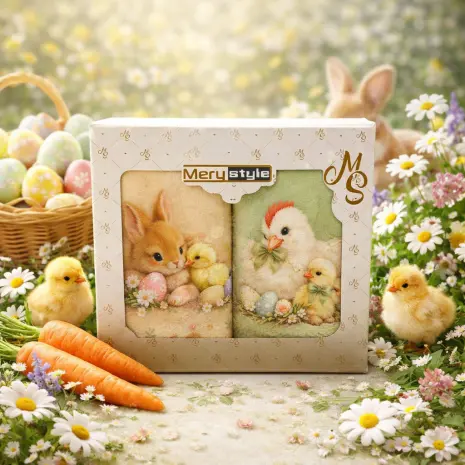 Комплект - 2 броя хавлиена кърпа с печат - Кутия - 5455