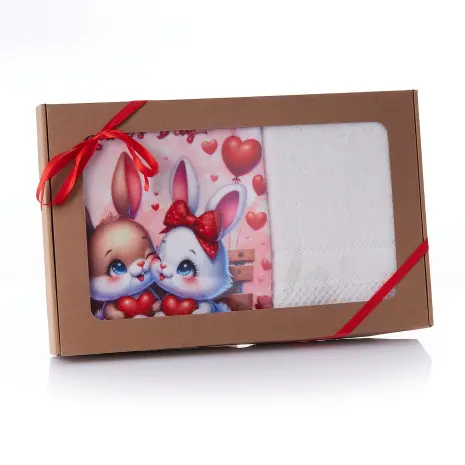 Комплект 2бр.кърпи в кутия - крем - Свети Валентин - Комплект 2бр.кърпи в кутия - крем - Свети Валентин