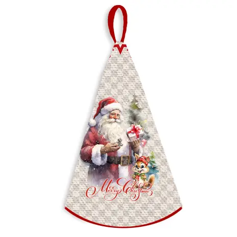 Кръгла хавлиена кърпа с коледни мотиви - 5350 -  Кръгла хавлиена кърпа с коледни мотиви - 5350