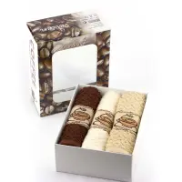 Комплект 3 броя хавлия в кутия - Кафе - 1047 |  Комплект 3 броя хавлия в кутия - Кафе - 1047