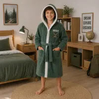 Детски халат Sunny от 100% памук с качулка - каки - 9/10 години - Детски халат Sunny от 100% памук с качулка - каки - 9/10 години