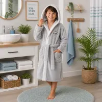 Детски халат Sunny - светло сиво - 7/8 години - Детски халат Sunny - светло сиво - 7/8 години