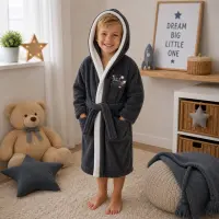 Детски халат Sunny - тъмно сиво - 5/6 години - Детски халат Sunny - тъмно сиво - 5/6 години