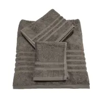 Едноцветна хавлиена кърпа "ВИВА" - комплект - 3 броя - тъмно сиво - Едноцветна хавлиена кърпа "ВИВА" - комплект - 3 броя - тъмно сиво