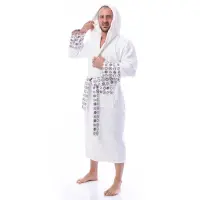 Халат букле MS печат - Крем - мъжки - 1870 | Халат букле MS печат - Крем - мъжки - 1870