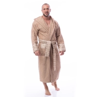 Халат букле MS печат - Капучино - мъжки - 36 | Халат букле MS печат - Капучино - мъжки - 36