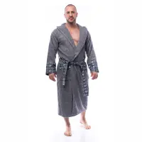 Халат букле MS печат - Сив - мъжки - 2518 | Халат букле MS печат - Сив - мъжки - 2518