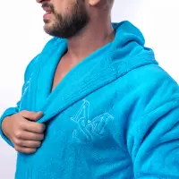 Халат Едноцветен Лукс - Електрик - мъжки - 1628 | Халат Едноцветен Лукс - Електрик - мъжки - 1628