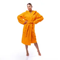 Халат Едноцветен Лукс - Оранжев - дамски - 1587 | Халат Едноцветен Лукс - Оранжев - дамски - 1587