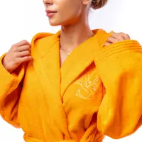 Халат Едноцветен Лукс - Оранжев - дамски - 1590 | Халат Едноцветен Лукс - Оранжев - дамски - 1590