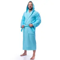 Халат Едноцветен Лукс - Светло синьо - мъжки - 1613 | Халат Едноцветен Лукс - Светло синьо - мъжки - 1613